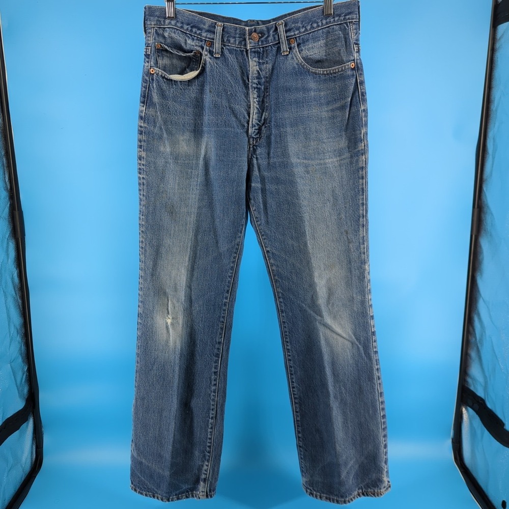 VTG 70s Levi's 517 Bootcut Jeans USA Made 36x31 Red Tab 517-0217 Distressed